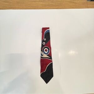 Abstract Red and Black Patterned Men's Silk Tie